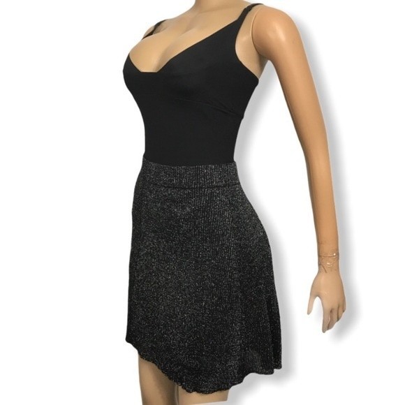 Xhilaration Skirt Knit black Metallic Shimmer high Waist Fully lined size L - Picture 9 of 14